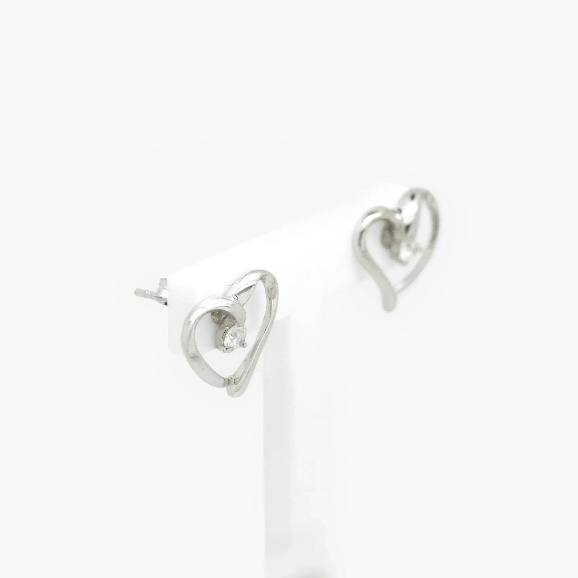 CZ Heart Stud Earrings in 9ct White Gold - Jordans Jewellers
