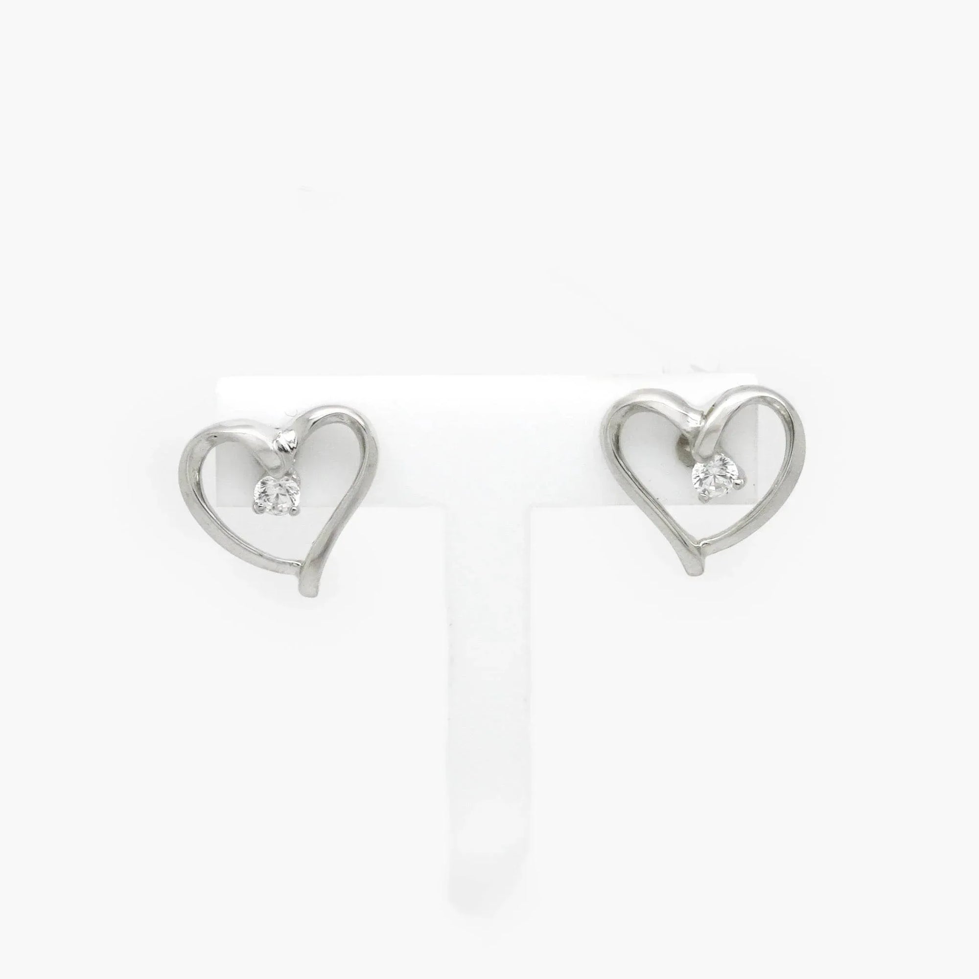 CZ Heart Stud Earrings in 9ct White Gold - Jordans Jewellers