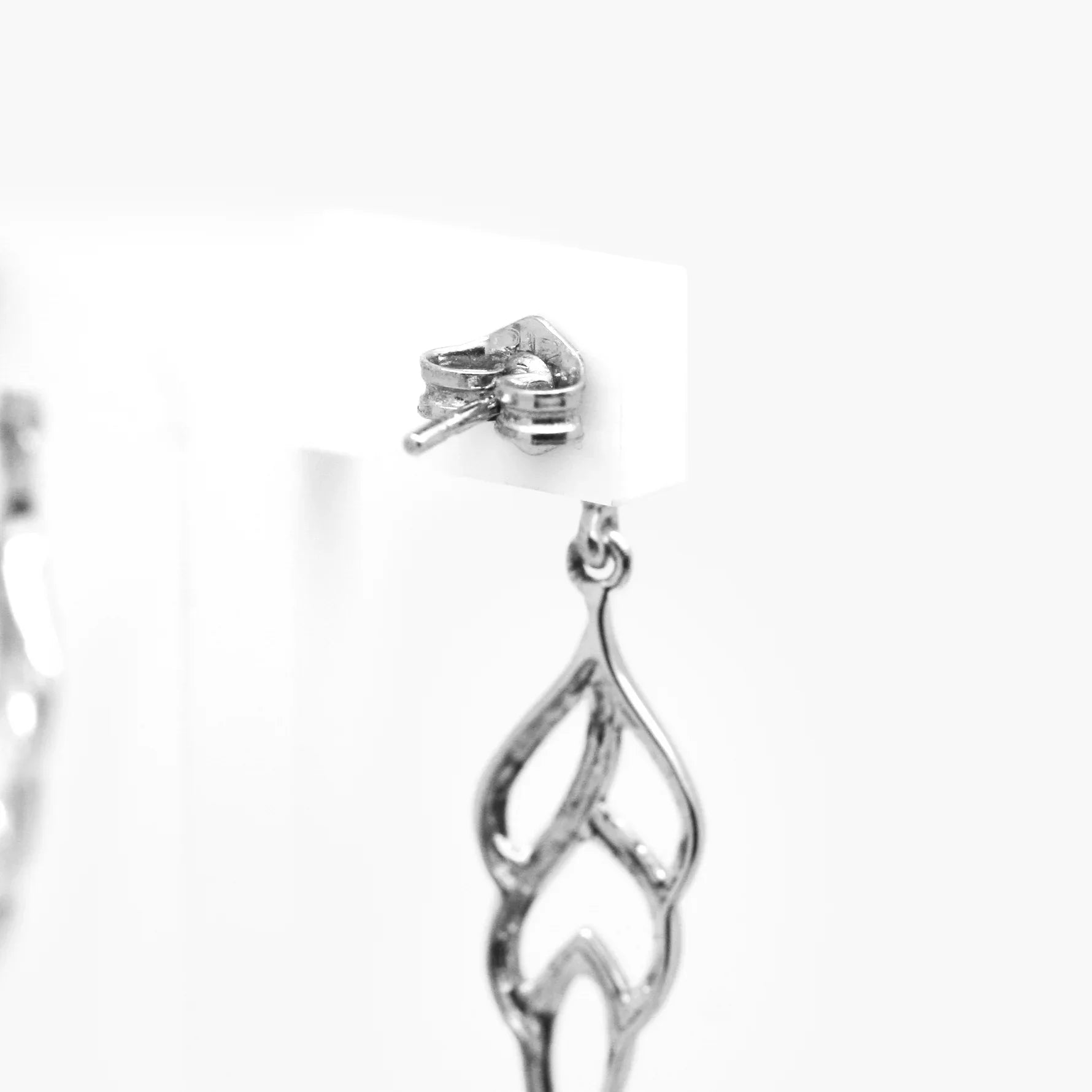 9ct White Gold Leaf Drop Earrings - Jordans Jewellers