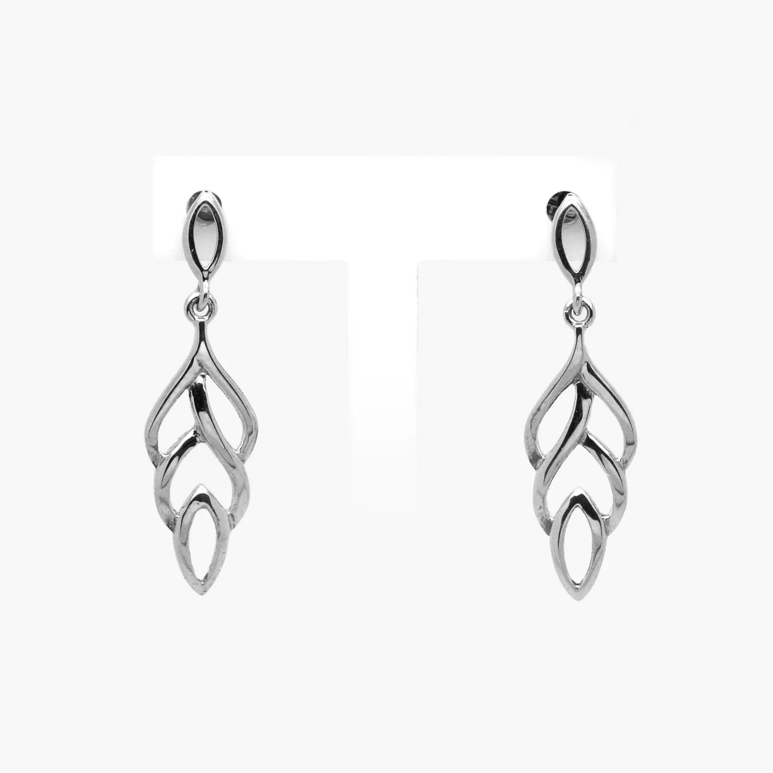 9ct White Gold Leaf Drop Earrings - Jordans Jewellers