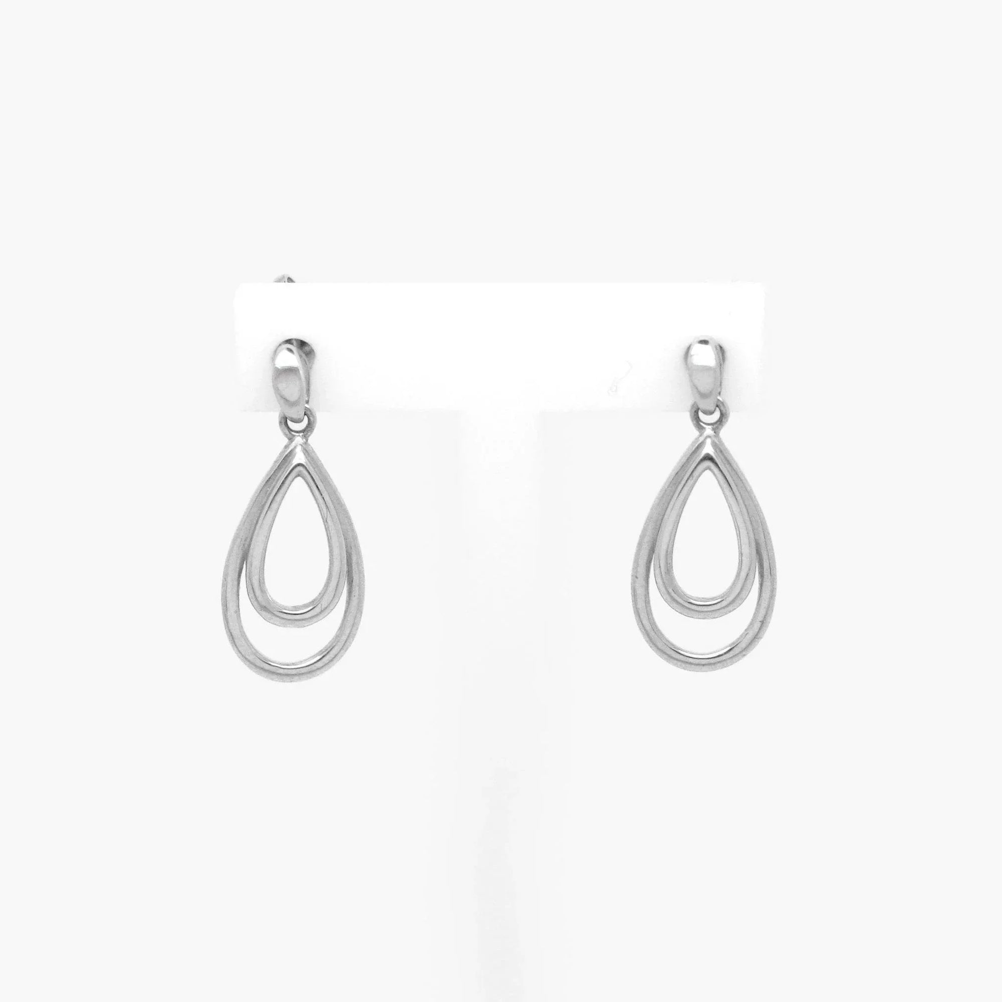 Double Pear Drop Earrings in 9ct White Gold - Jordans Jewellers