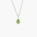 Pear Shaped Peridot Pendant Necklace in 9ct White Gold - Jordans Jewellers