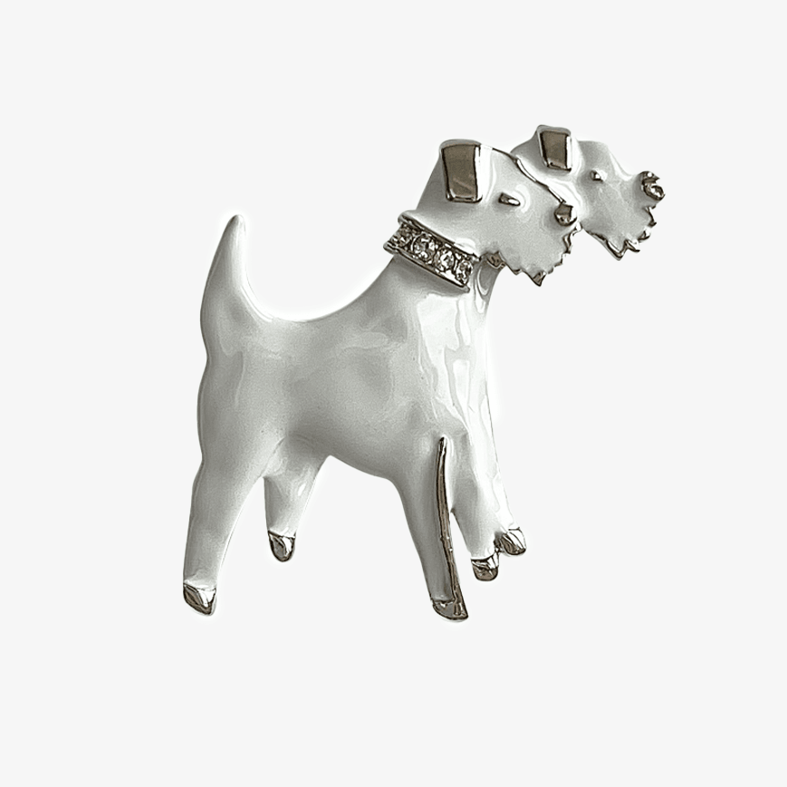 NEW Double Dog White Brooch - Jordans Jewellers