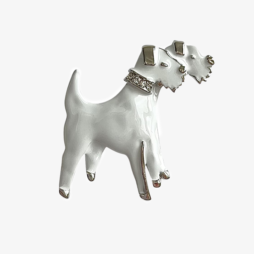 NEW Double Dog White Brooch
