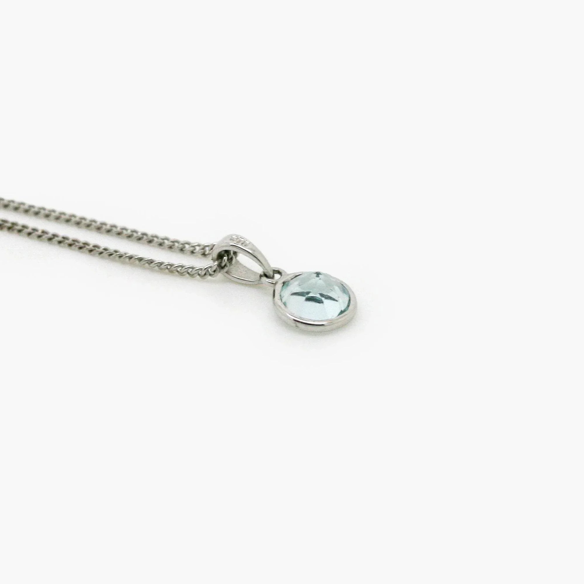 Round Cut Blue Topaz Pendant Necklace - 9ct White Gold - Jordans Jewellers