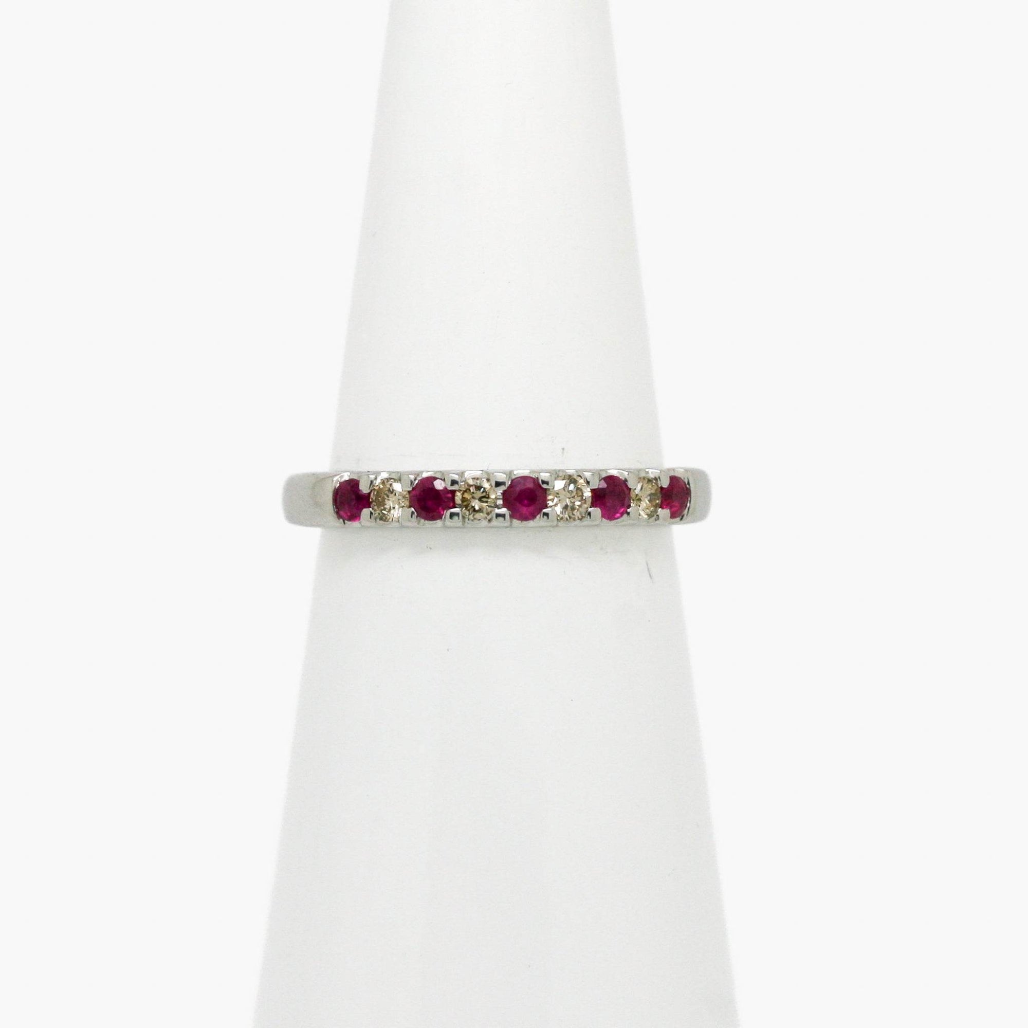 9ct White Gold Ruby & Diamond Half Eternity Ring - Jordans Jewellers