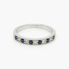 9ct White Gold Sapphire & Diamond Claw Set Half Eternity Ring - Jordans Jewellers