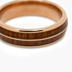 Men's Rose Tungsten Carbide Ring with Wood Inlay