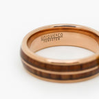 Men's Rose Tungsten Carbide Ring with Wood Inlay