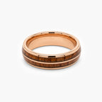 Men's Rose Tungsten Carbide Ring with Wood Inlay