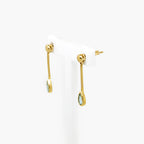 Blue Topaz Pear Shaped Long Drop Earrings in 9ct Yellow Gold - Jordans Jewellers