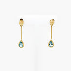 Blue Topaz Pear Shaped Long Drop Earrings in 9ct Yellow Gold - Jordans Jewellers