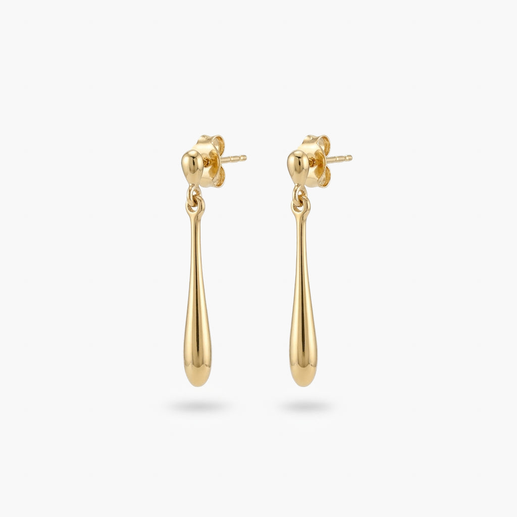 9ct Yellow Gold Polished Teardrop Drop Earrings