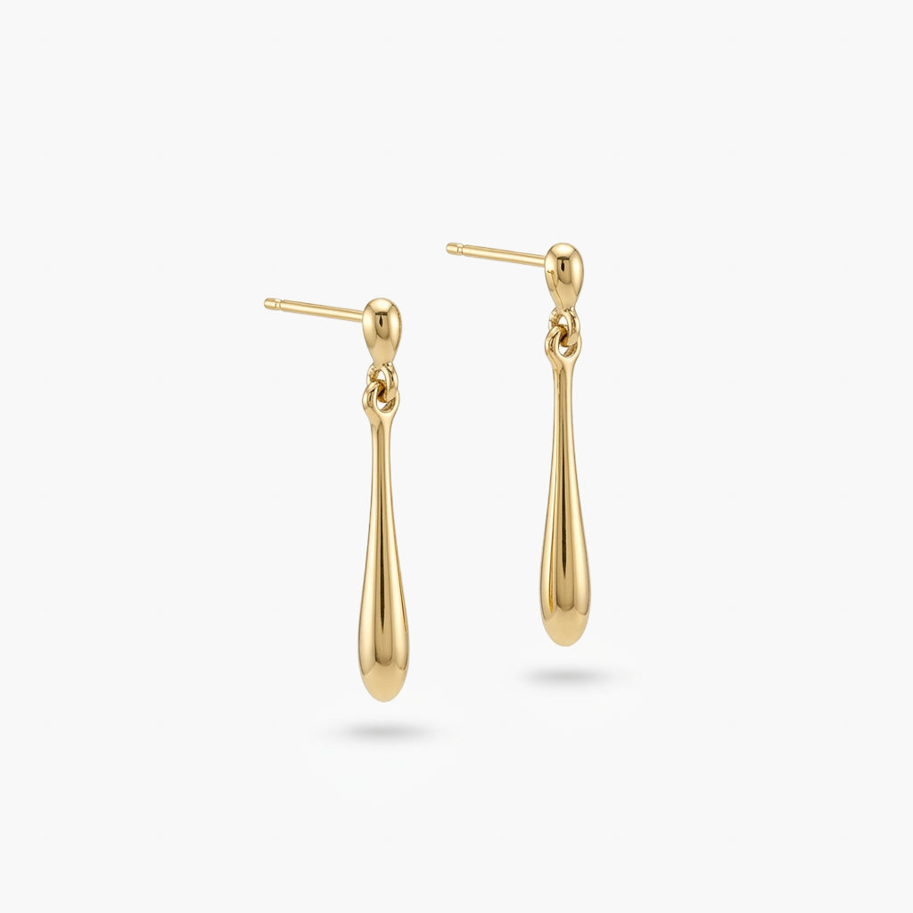 9ct Yellow Gold Polished Teardrop Drop Earrings