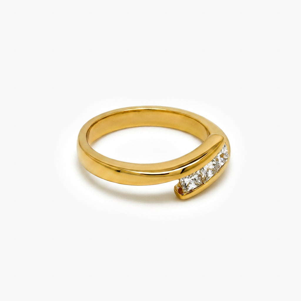 18ct Yellow Gold Diamond Crossover Ring 0.44ct