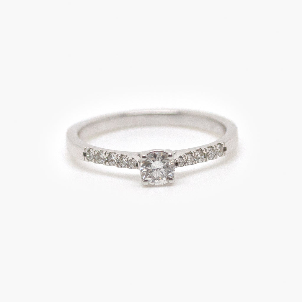0.33 Carat Diamond Solitaire & Diamond On The Shoulders Ring