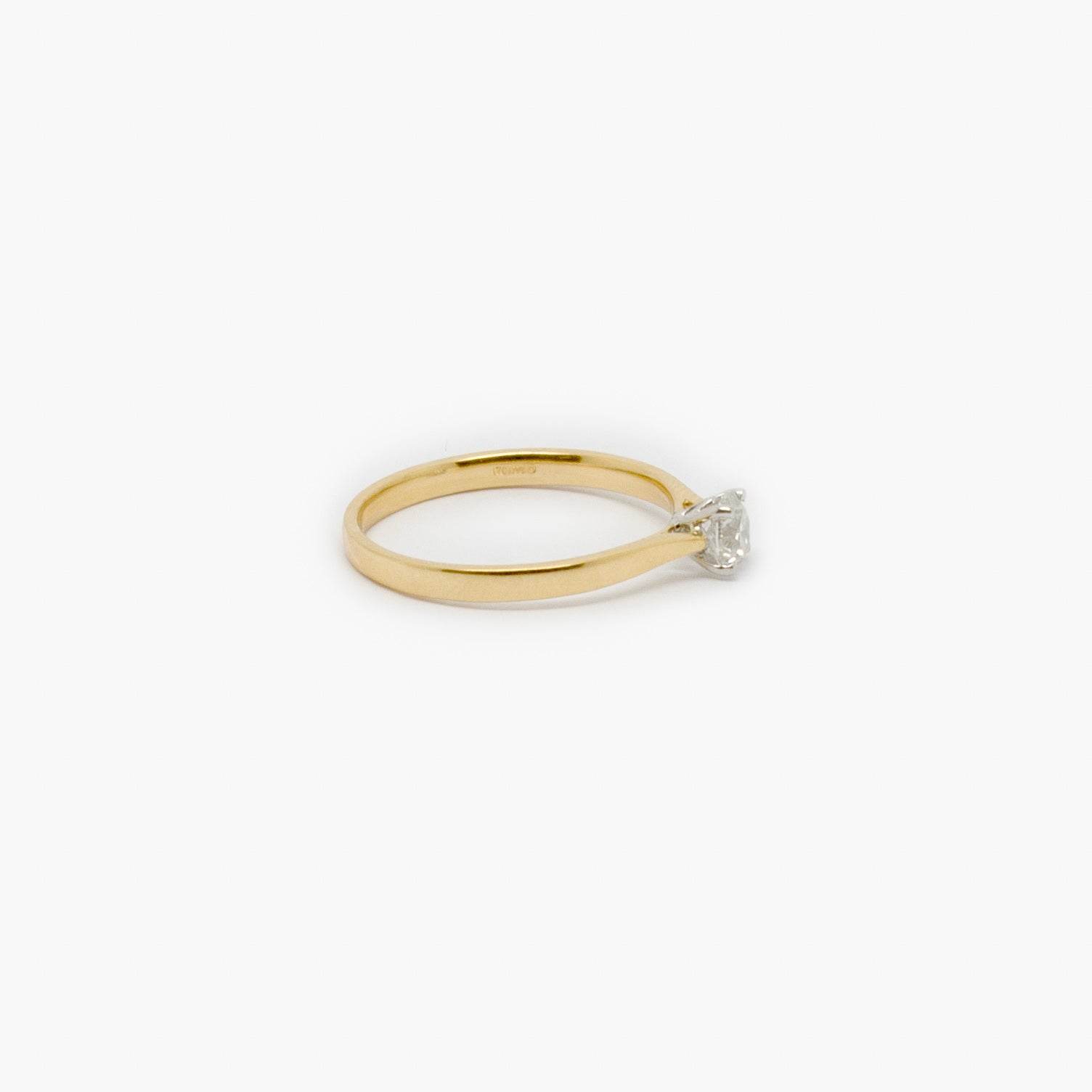 18ct White & Yellow Gold 0.39ct Diamond Solitaire Ring - Jordans Jewellers