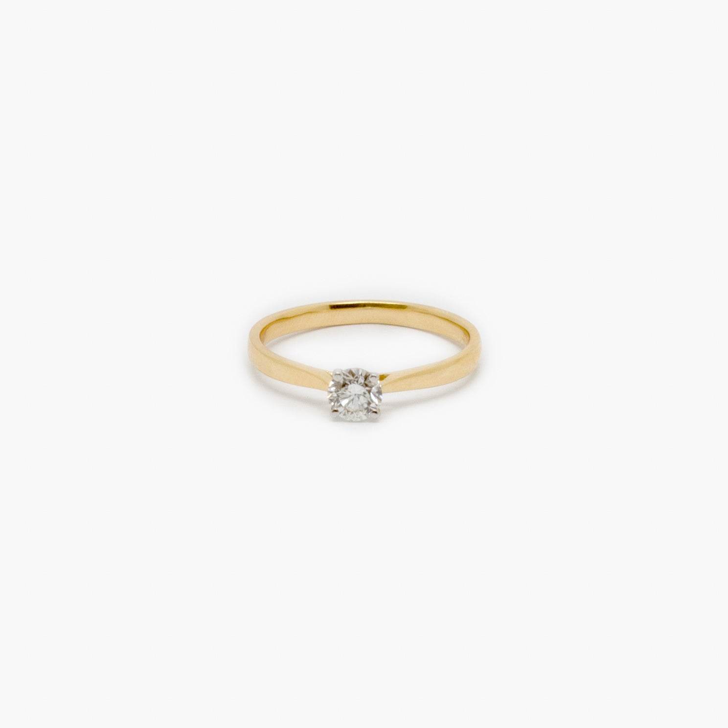 18ct White & Yellow Gold 0.39ct Diamond Solitaire Ring - Jordans Jewellers