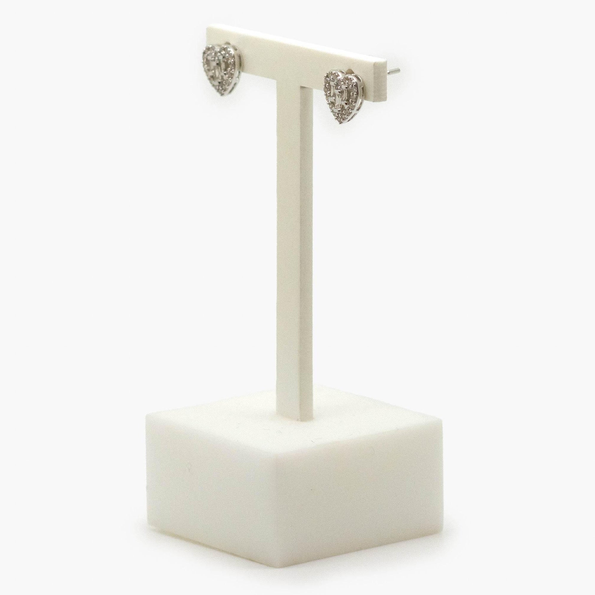 9ct White Gold 0.50ct Diamond Heart Studs - Jordans Jewellers