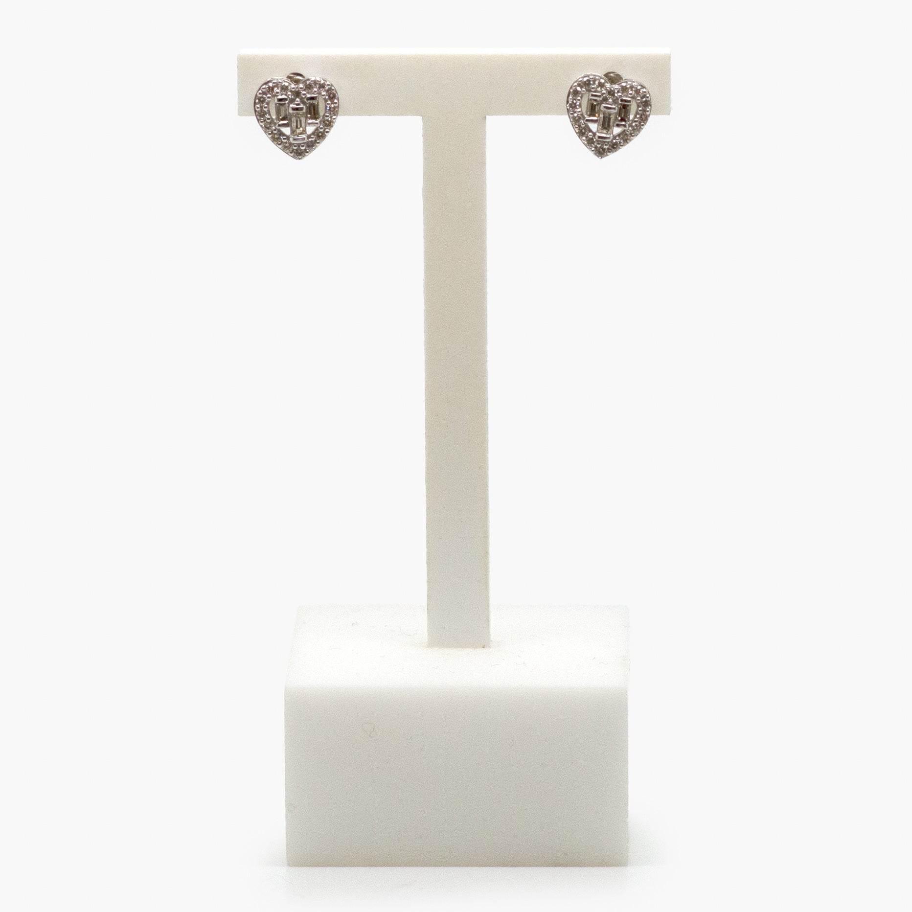 9ct White Gold 0.50ct Diamond Heart Studs - Jordans Jewellers
