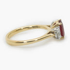 Oval Ruby & Diamond Three Stone Ring 18ct White & Yellow Gold - Jordans Jewellers
