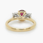 Oval Ruby & Diamond Three Stone Ring 18ct White & Yellow Gold - Jordans Jewellers