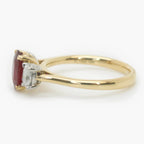 Oval Ruby & Diamond Three Stone Ring 18ct White & Yellow Gold - Jordans Jewellers