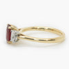 0.8x0.6cm Oval Ruby & Diamond Trilogy Ring - left side view