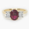0.8x0.6cm Oval Ruby & Diamond Trilogy Ring - front view
