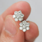 18ct White Gold 1.00ct Daisy Diamond Cluster Studs - Jordans Jewellers