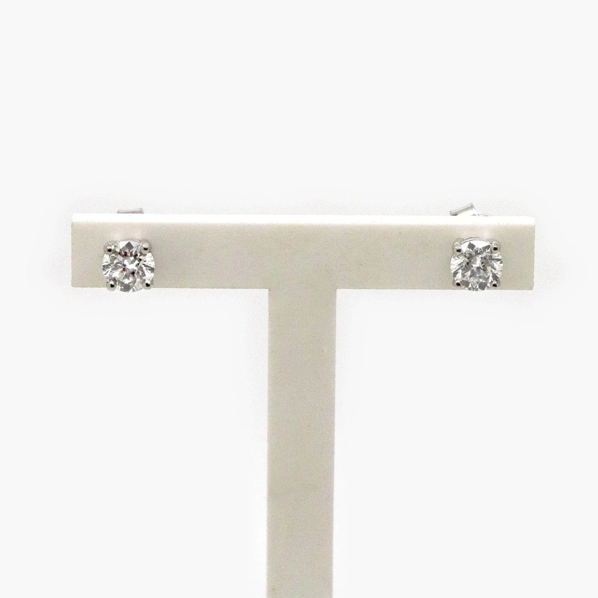 18 Carat White Gold Diamond Solitaire Stud Earrings - Jordans Jewellers