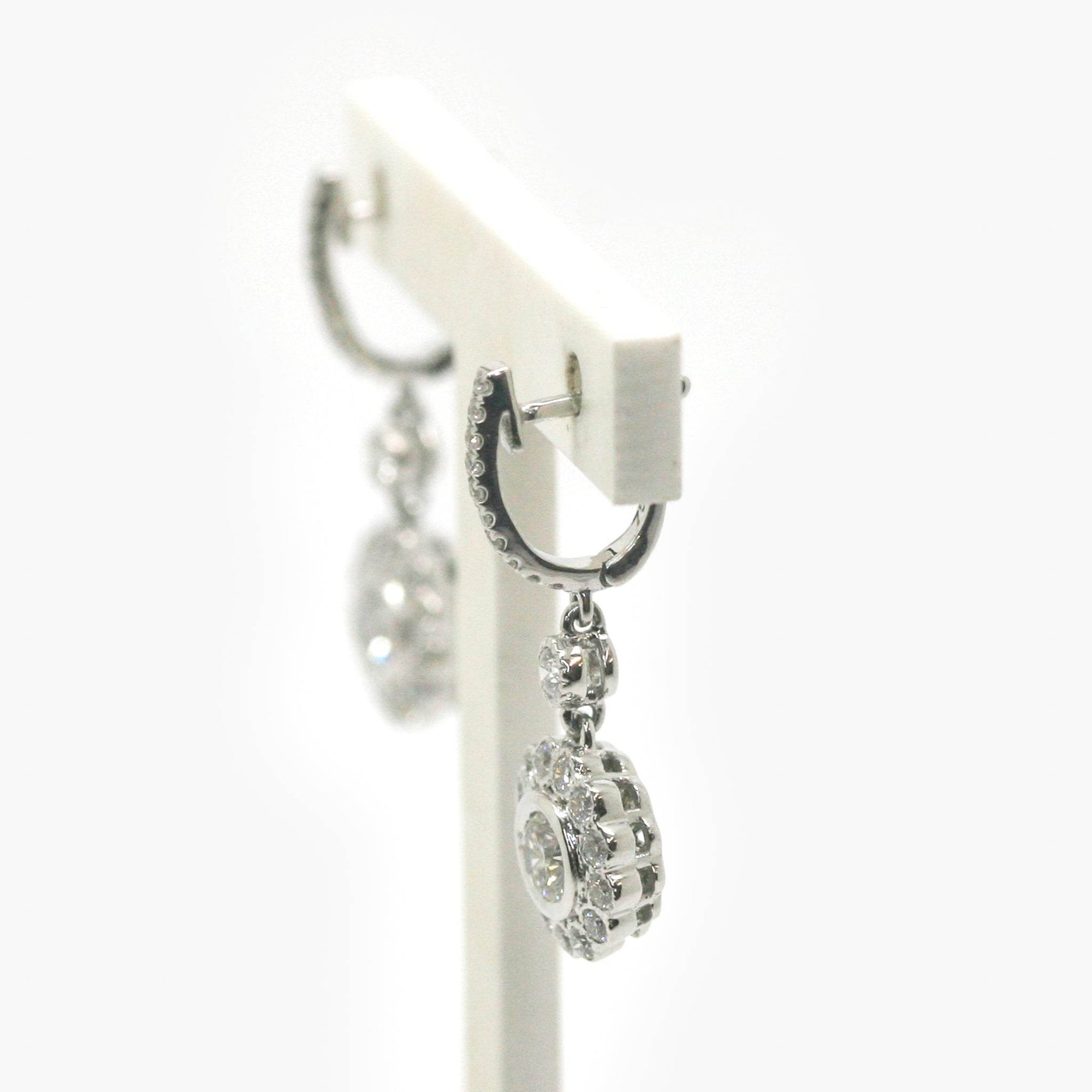 Diamond Daisy Cluster Drop Earrings in 18ct White Gold - Jordans Jewellers