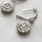 Diamond Daisy Cluster Drop Earrings in 18ct White Gold - Jordans Jewellers