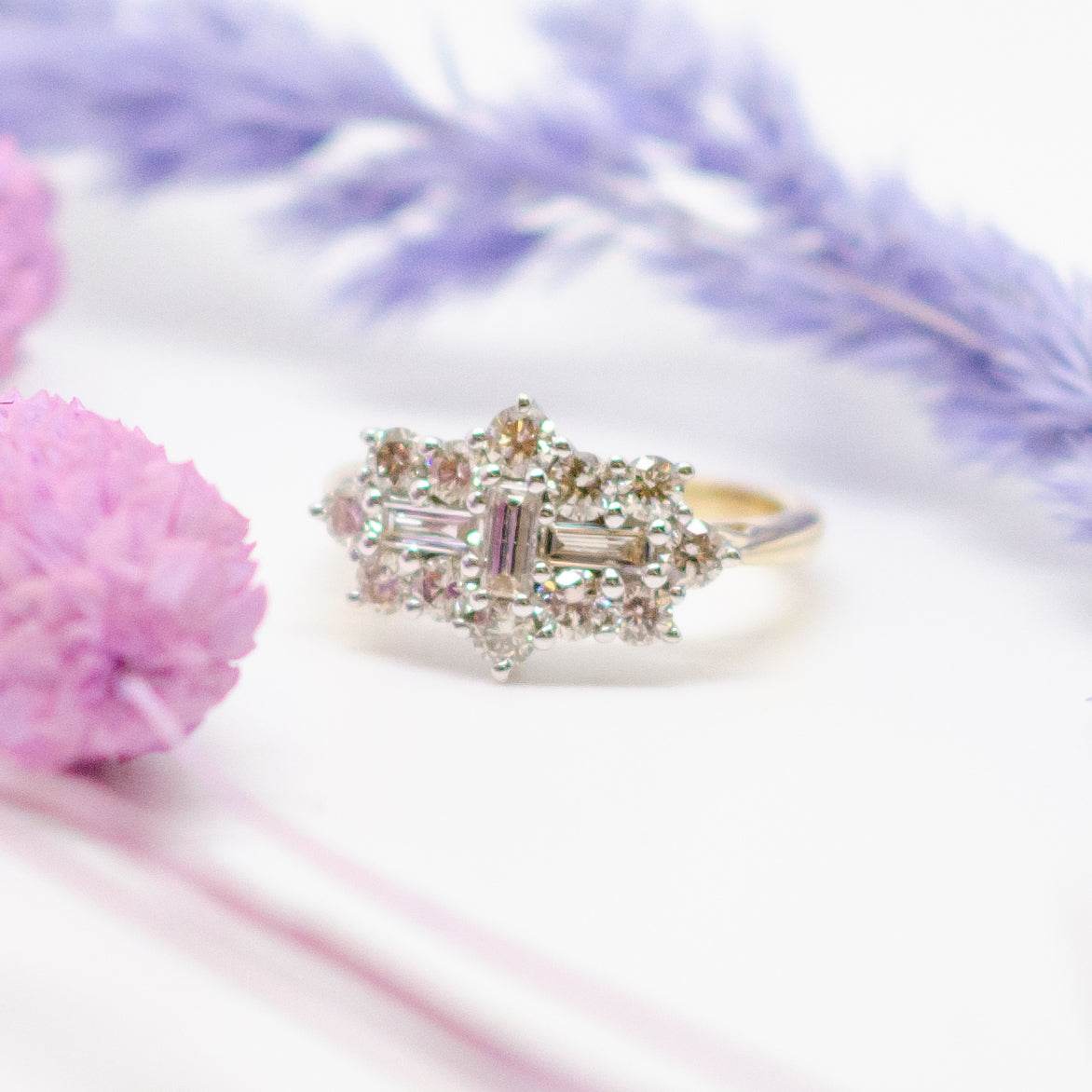 9ct White & Yellow Gold 1.44ct Diamond Boat Ring - Jordans Jewellers