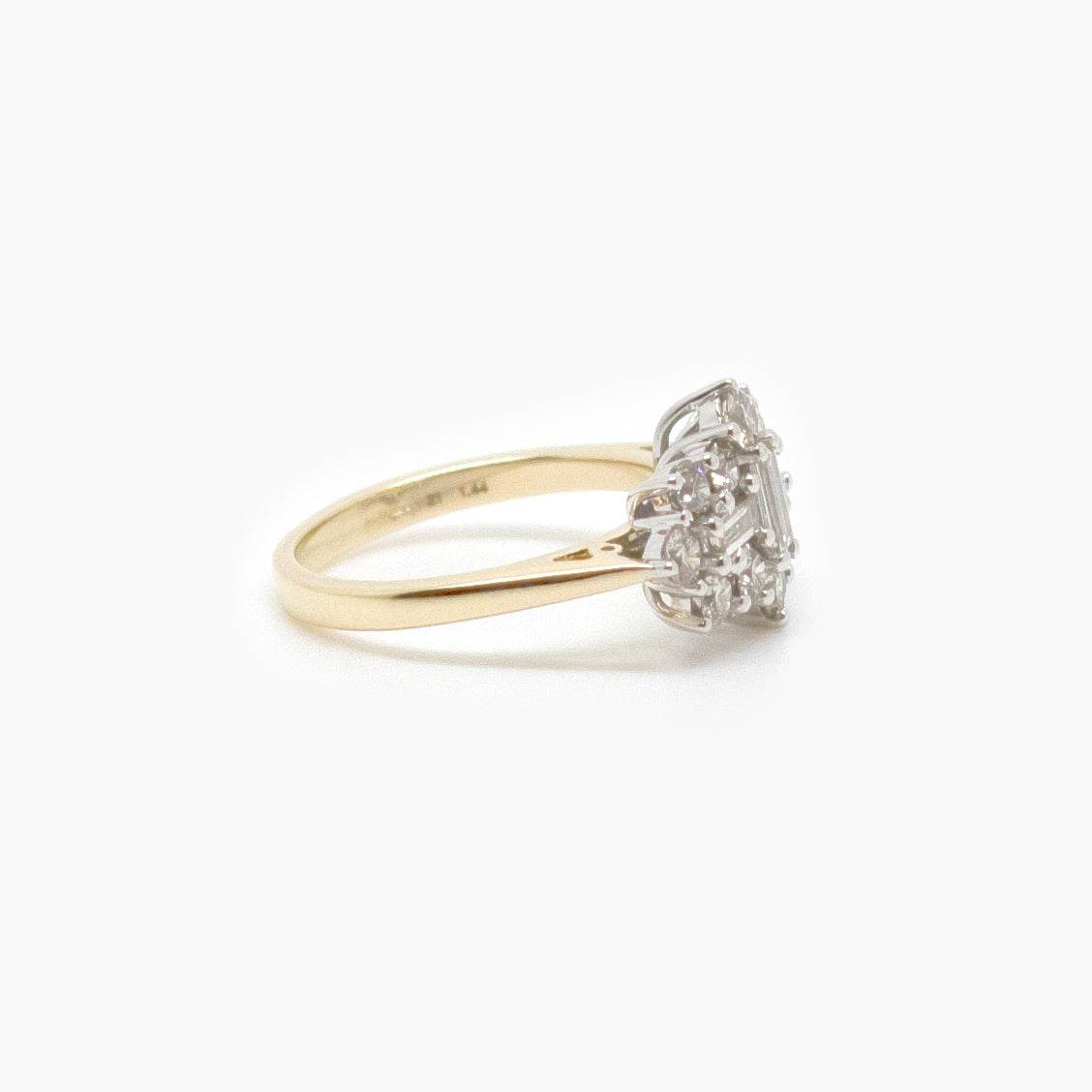 9ct White & Yellow Gold 1.44ct Diamond Boat Ring - Jordans Jewellers