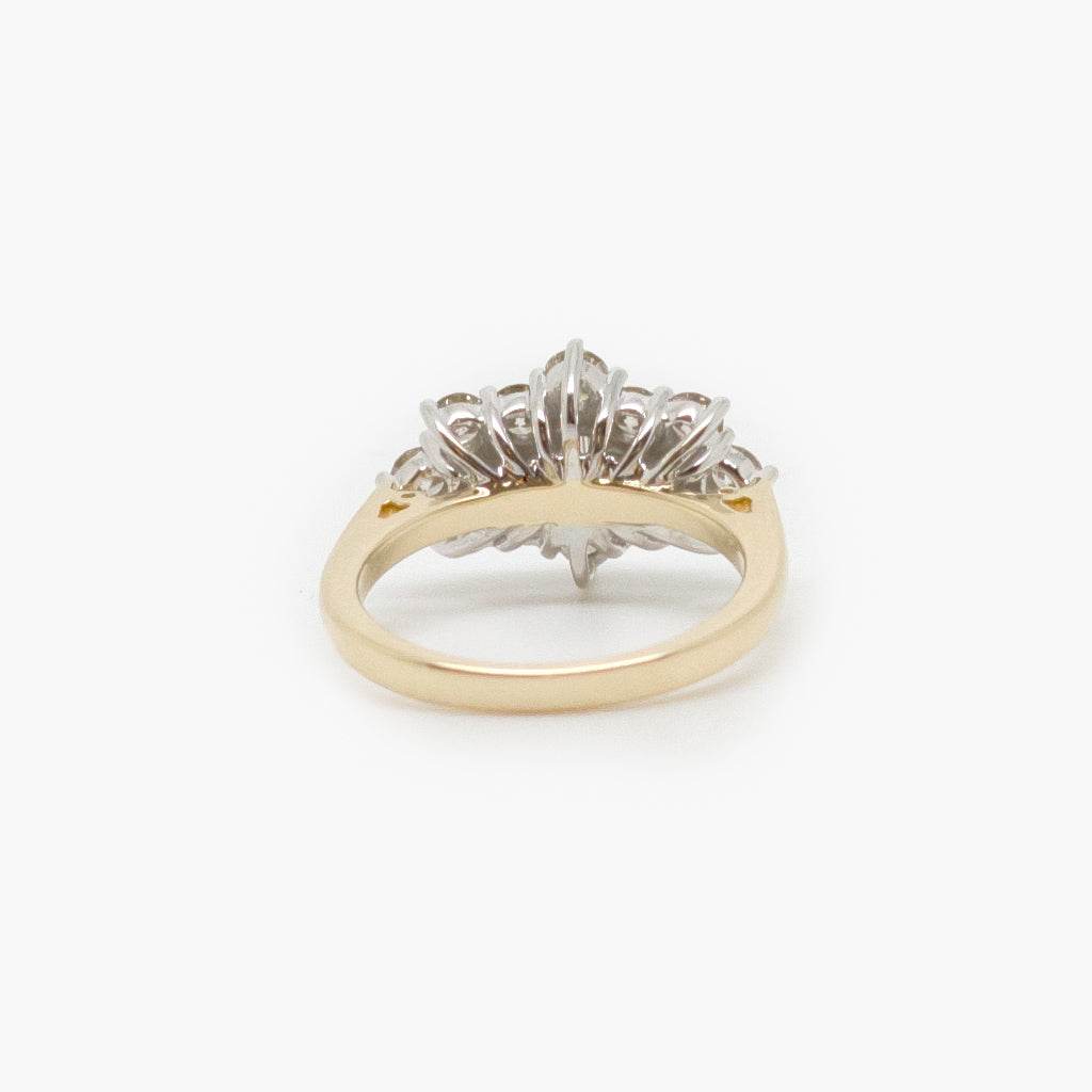 9ct White & Yellow Gold 1.44ct Diamond Boat Ring - Jordans Jewellers