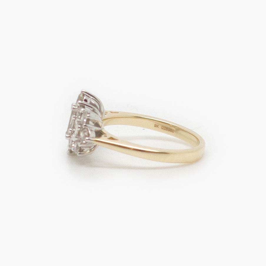 9ct White & Yellow Gold 1.44ct Diamond Boat Ring - Jordans Jewellers