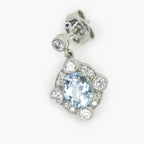 Aquamarine and Diamond Drop Earrings in Platinum - Jordans Jewellers