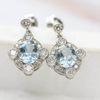 Aquamarine and Diamond Drop Earrings in Platinum - Jordans Jewellers