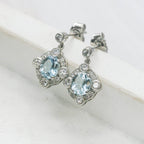 Aquamarine and Diamond Drop Earrings in Platinum - Jordans Jewellers