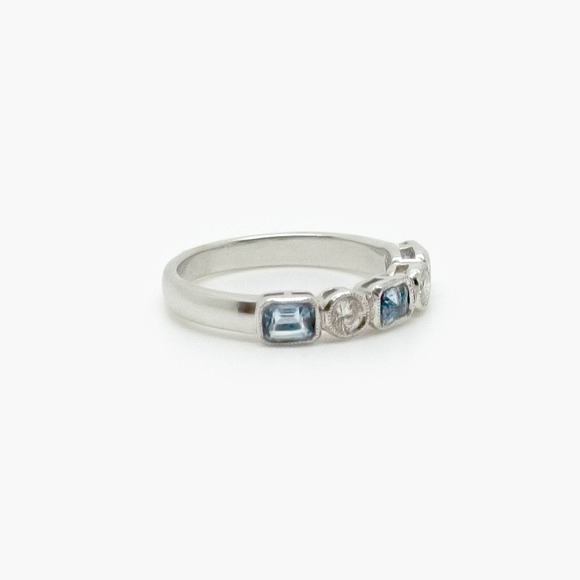 18 Carat White Gold Aquamarine & Diamond Ring - Jordans Jewellers