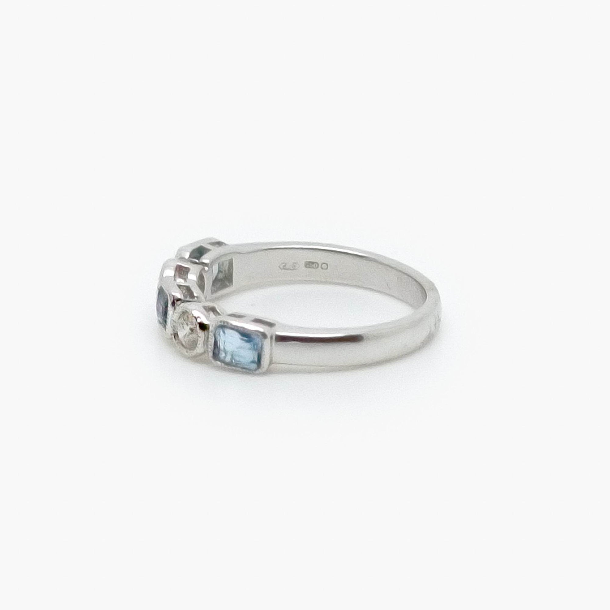 18 Carat White Gold Aquamarine & Diamond Ring - Jordans Jewellers