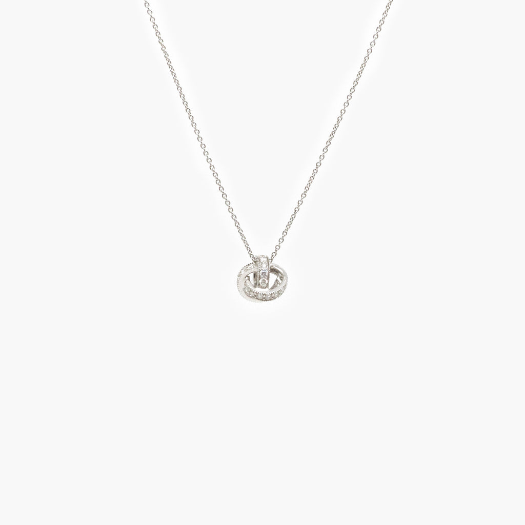 18 Carat White Gold Diamond Knot Pendant Necklace