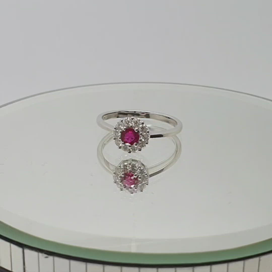 Jordans Jewellers 18ct white gold ruby and diamond cluster ring - Alternate shot 1 - Alternate shot 2 - Video 1