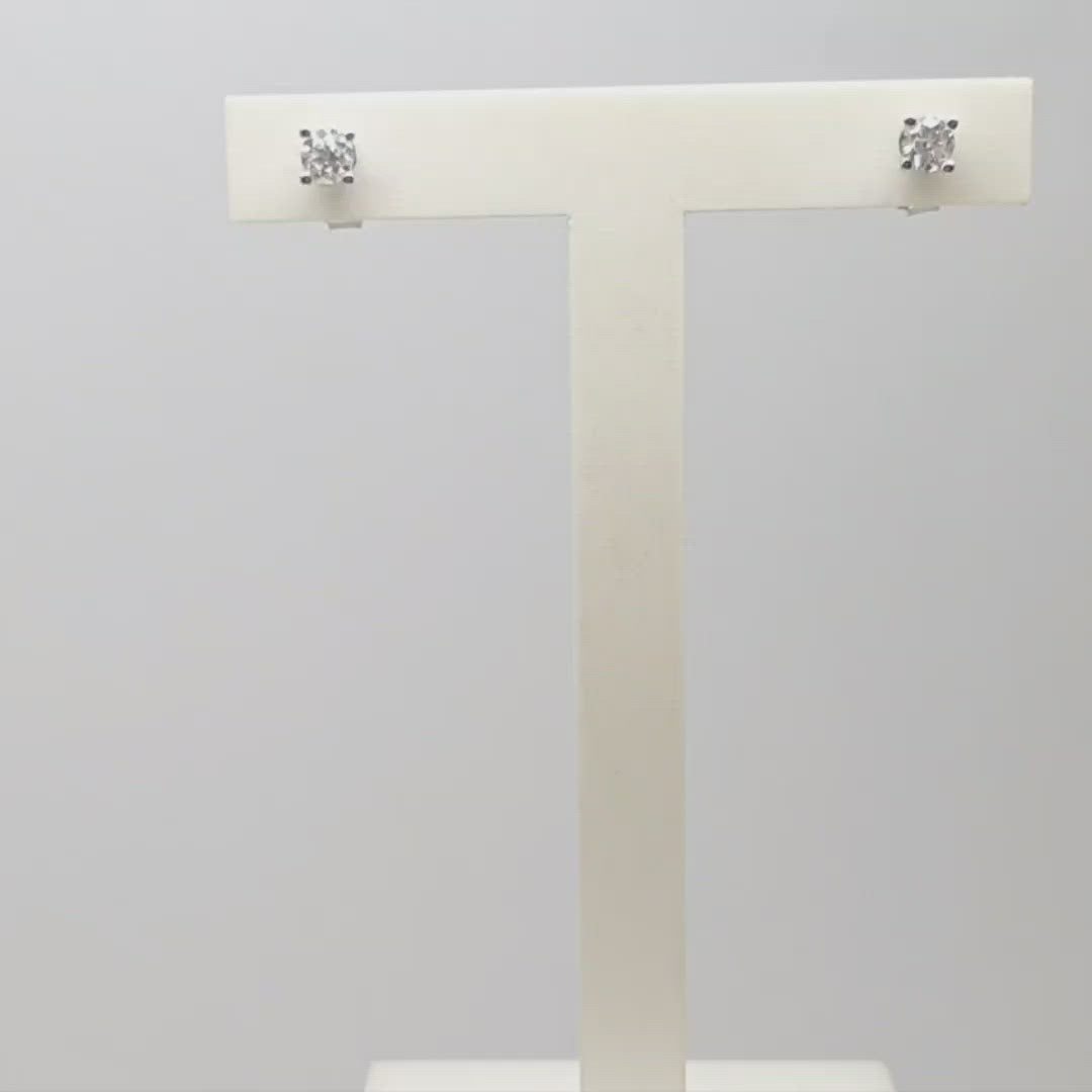 Jordans Jewellers 9ct white gold 0.20ct diamond stud earrings - Alternate shot 1 - Video 1