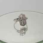 Jordans Jewellers 18ct white gold Art Deco style sapphire and diamond hexagon cluster ring- Alternate shot 1 - Alternate shot 2 - Video 1