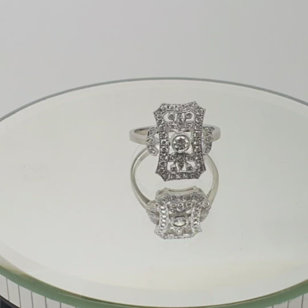 Jordans Jewellers 18ct white gold Art Deco style diamond cluster ring - Alternate shot 1 - Alternate shot 2 - Video 1