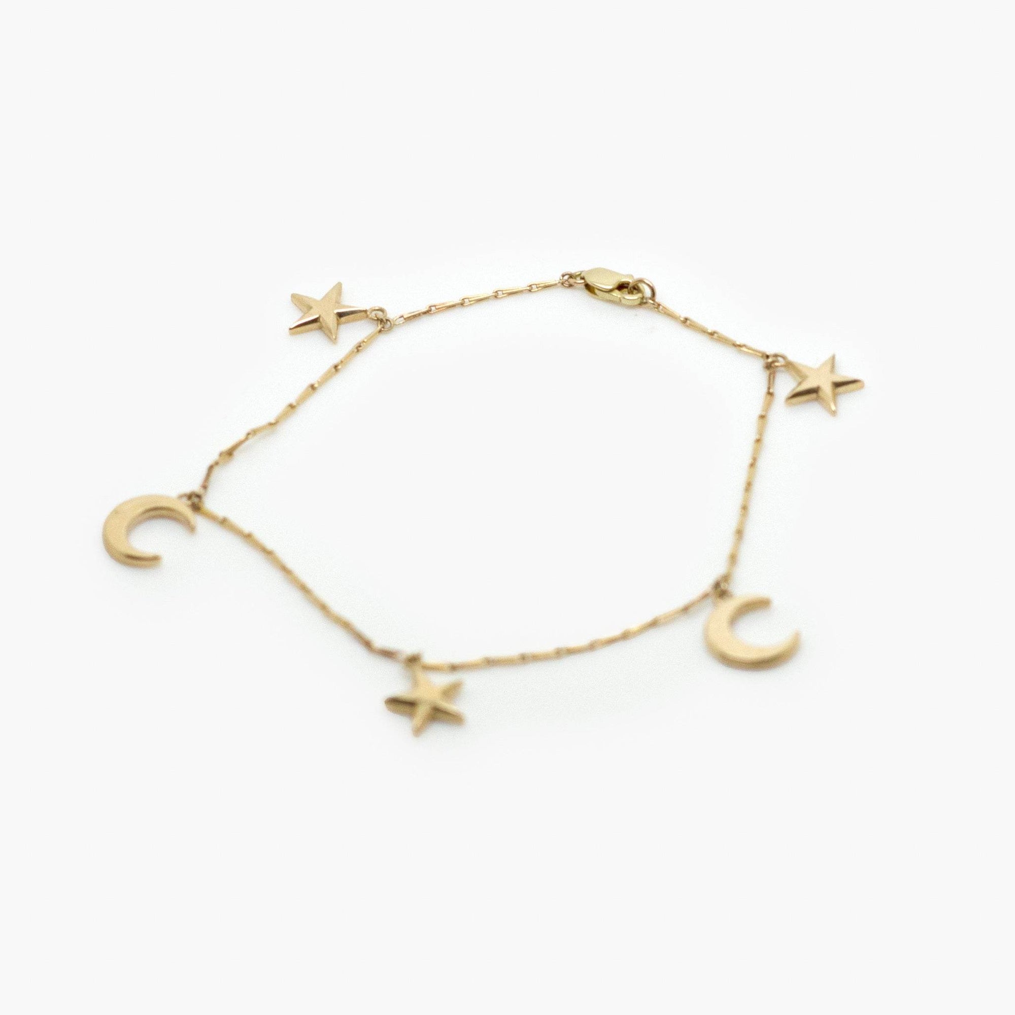 9 Carat Gold Moon & Stars Bracelet - Jordans Jewellers