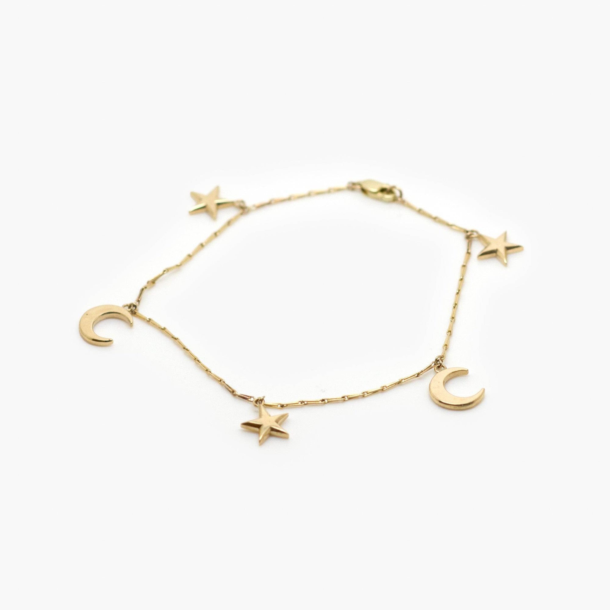 9 Carat Gold Moon & Stars Bracelet - Jordans Jewellers