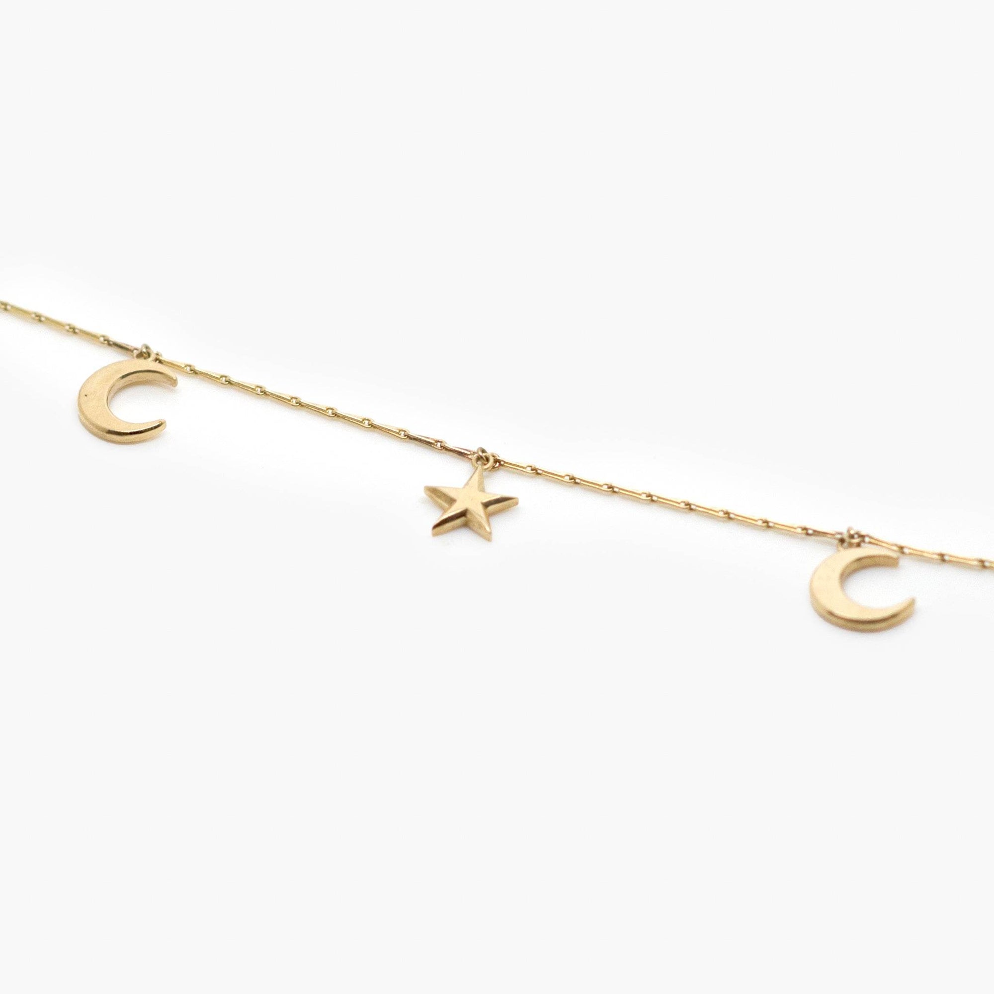 9 Carat Gold Moon & Stars Bracelet - Jordans Jewellers
